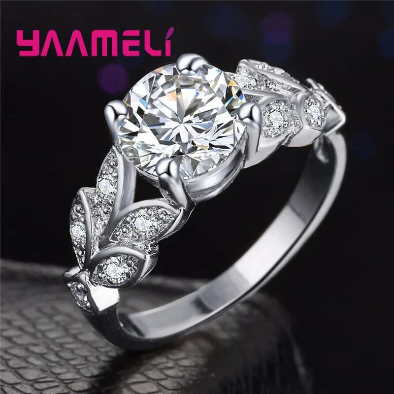 New Women Ring 925 Silver Jewelry AAA Cubic Zircon Rings Rose Gold Romantic Wedding Engagement Rings Jewelry for Lovers Gift