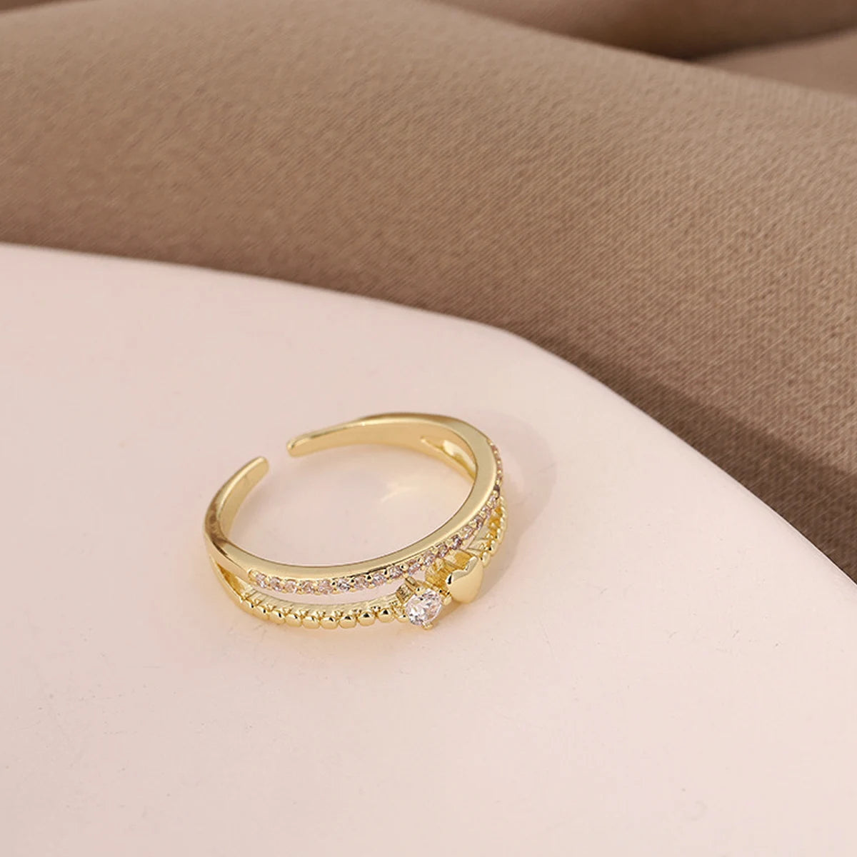 Heart Rings For Women Gold Color Double Heart Ring Wedding Engagement Jewelry Accessories Gift Bijoux