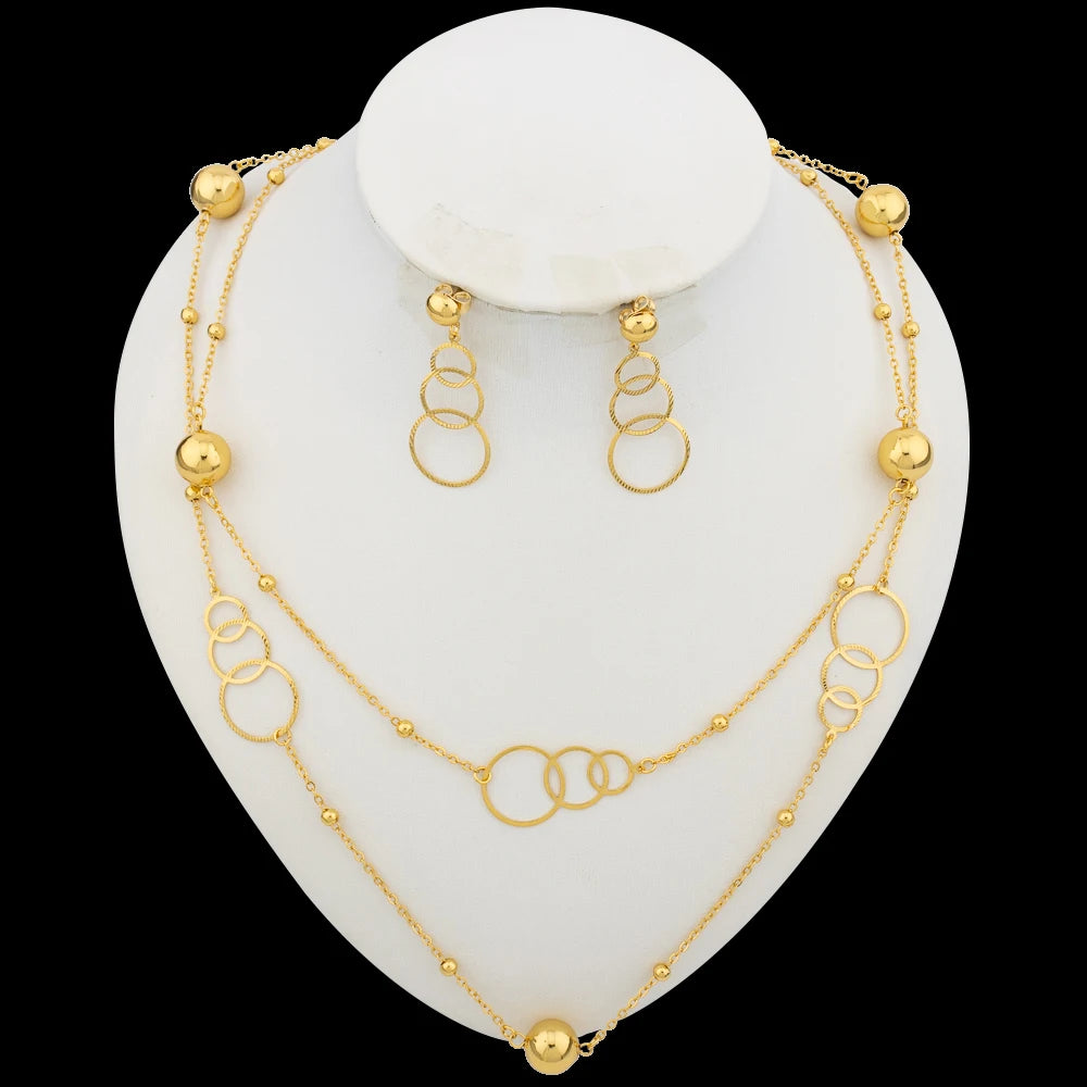 Long Chain Necklace & Earring Set for Women Jewelry Accessories, Party Gift, Chic Jewellery Woman