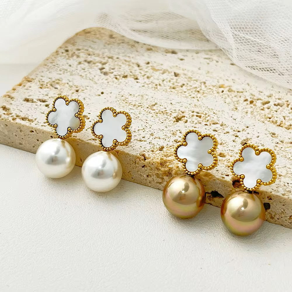 Altera Luxury Shell Flower Stud Earrings