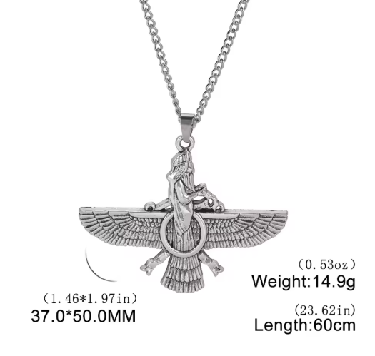 Farvahar Wing Necklace – Stainless Steel Men's Pendant