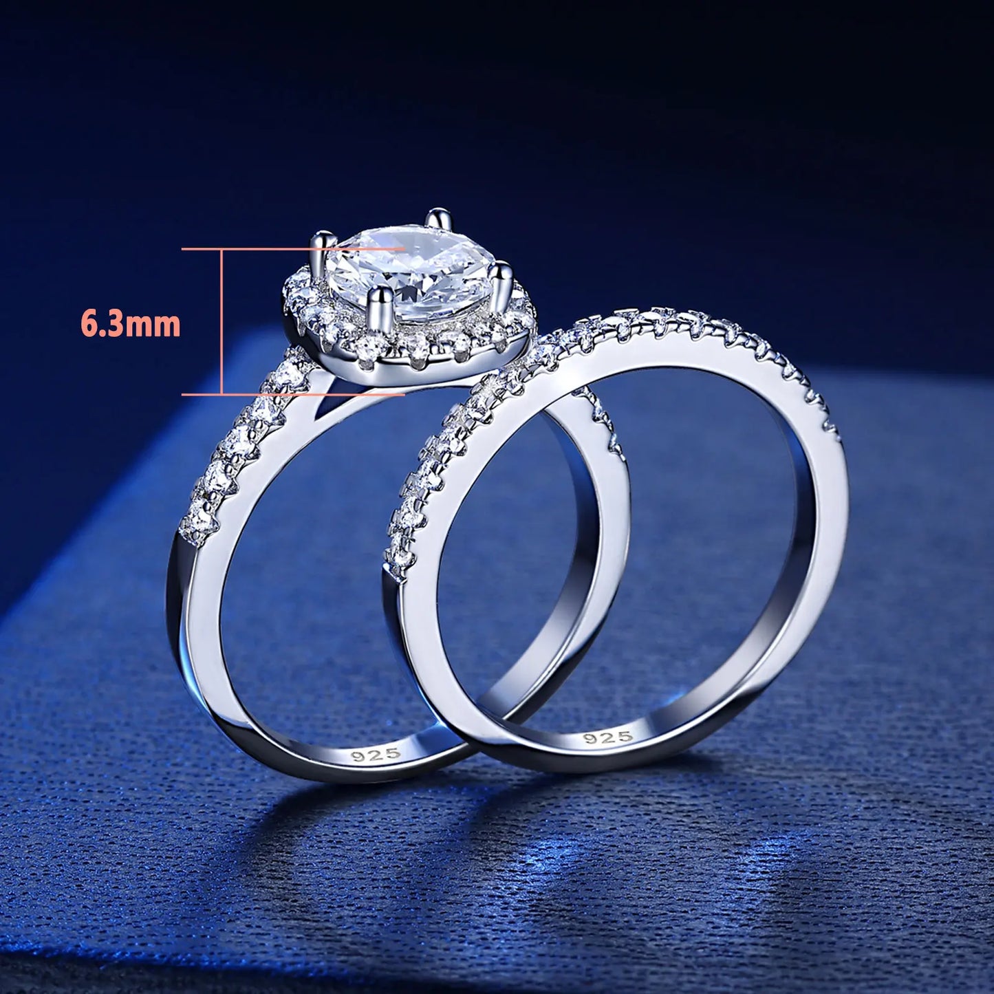 Newshe Prata 925 Silver Engagement Rings Set for Women Anillos Brilliant Halo Round Cut Cubic Zircon Luxury Wedding Jewelry