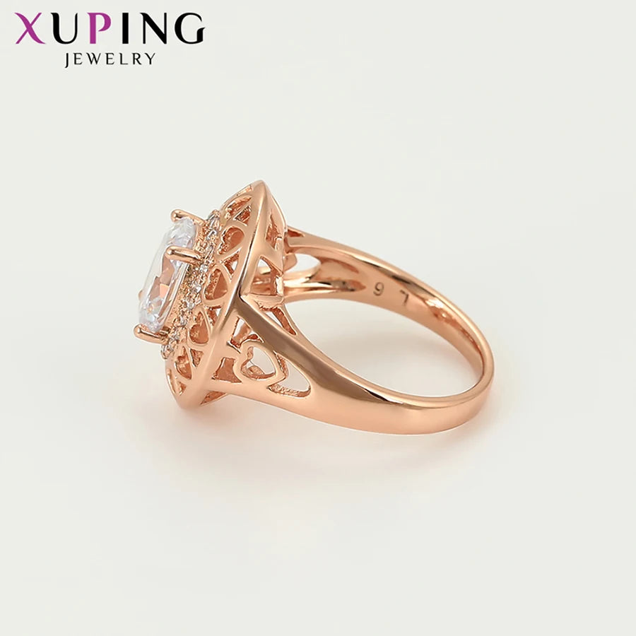 Xuping Big Engagement Ring for Women Jewelry Wedding New Arrival Rose Gold Color Plated Gifts Wholesale 16107
