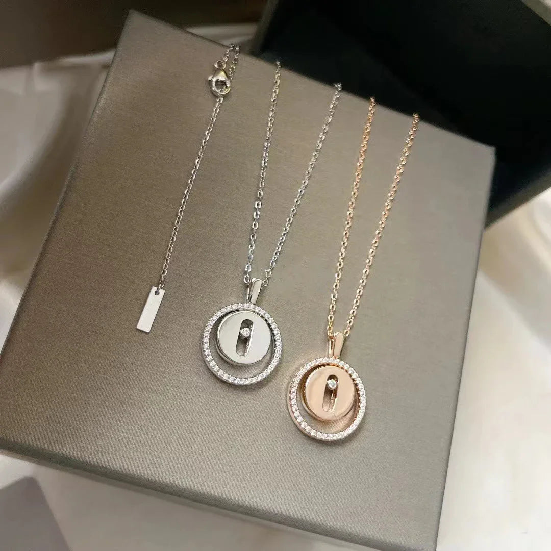 Classic fashion jewelry S 925 sterling silver round pendant rotatable women's necklace. Lucky Goddess Festival Gift