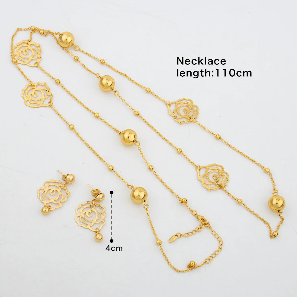 Long Chain Necklace & Earring Set for Women Jewelry Accessories, Party Gift, Chic Jewellery Woman