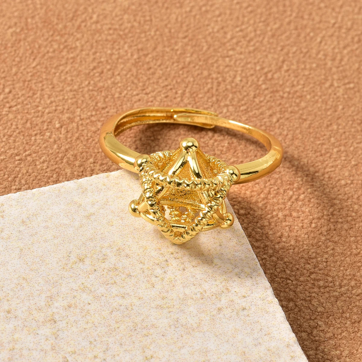 Women's Jewelry Golden Copper Ring Boho Chic Luxury Ring for Party Elegant Fashion Rings for Women Trendy Gift Wedding Ring