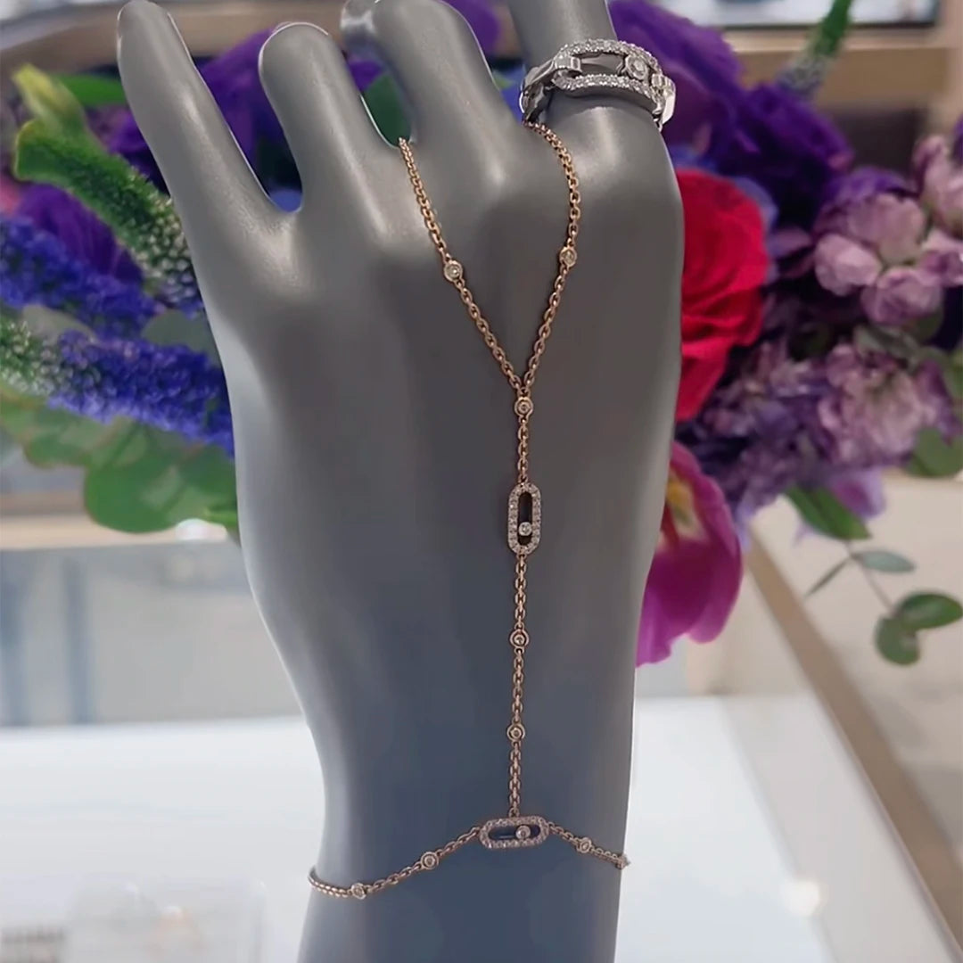 925 sterling silver classic sliding diamond women's arm chain bracelet