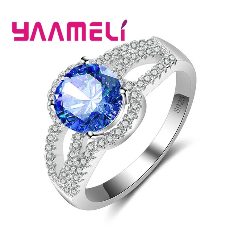 Fast Shipping Simple Wide Real 925 Sterling Silver Color Finger Rings Jewelry For Women Wedding Anniversary Clear CZ Anillos