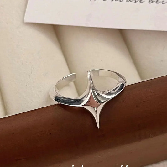 Silver Rings For Women Geometric Fine Jewelry Finger Adjustable Simple Star Ring