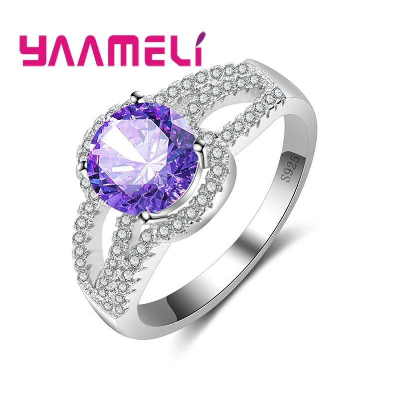 Fast Shipping Simple Wide Real 925 Sterling Silver Color Finger Rings Jewelry For Women Wedding Anniversary Clear CZ Anillos