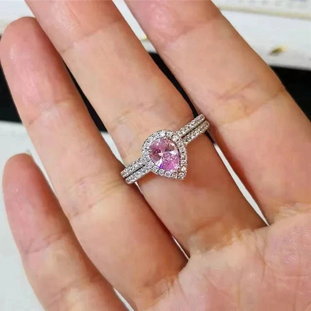 CC Rings For Women Silver Color Double Stackable Fashion Jewelry Bridal Sets Wedding Engagement Ring Accessory CC634