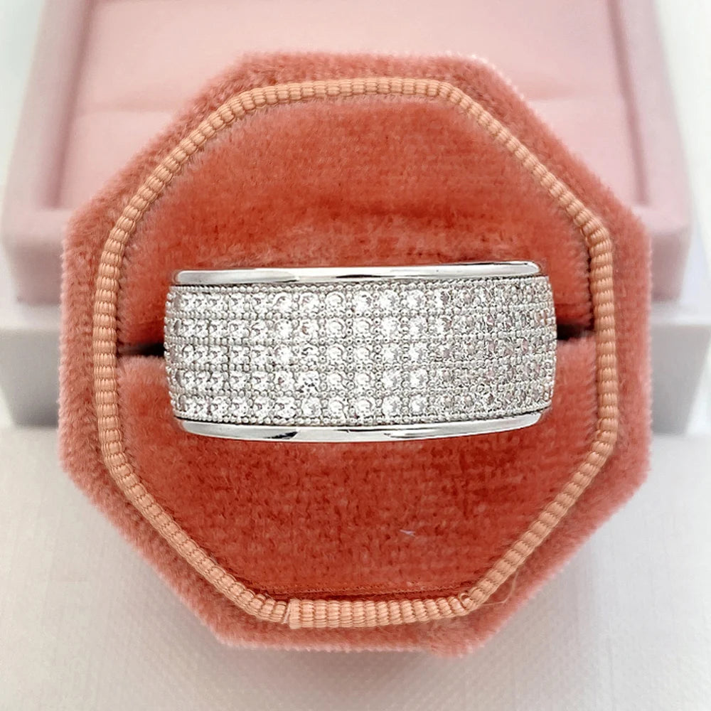 Huitan Trend Sets Rings Jewelry for Women Full Paved Brilliant CZ Stone Fashion Finger Accessories Engagement Bands Accessories