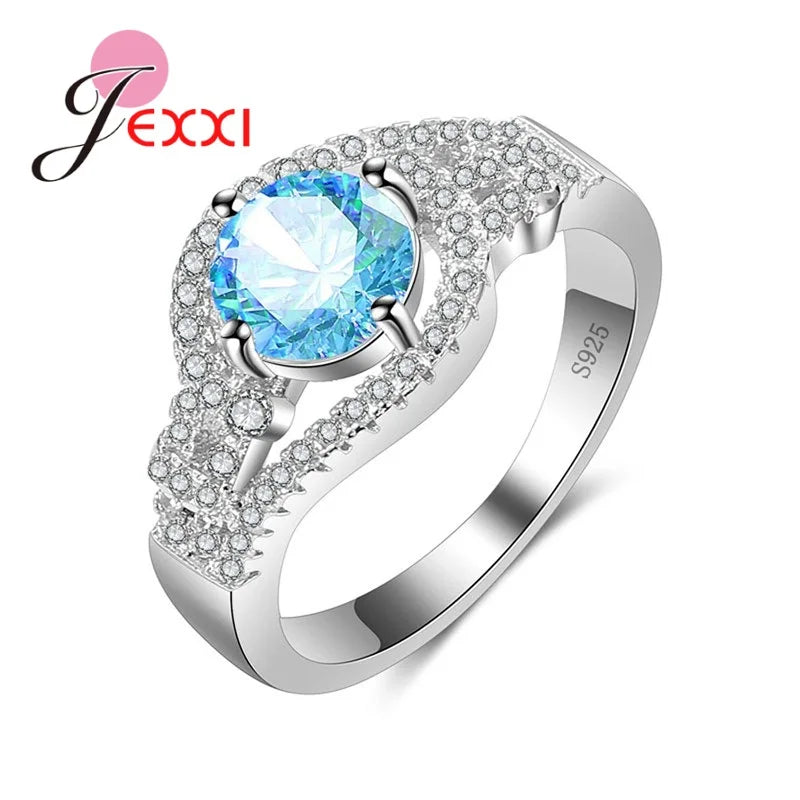 Female Ring Fashion 925 Sterling Silver Color Color Jewelry Promise Engagement Rings For Women Birthday Stone Gifts