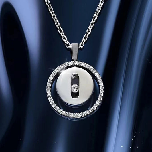 Classic fashion jewelry S 925 sterling silver round pendant rotatable women's necklace. Lucky Goddess Festival Gift