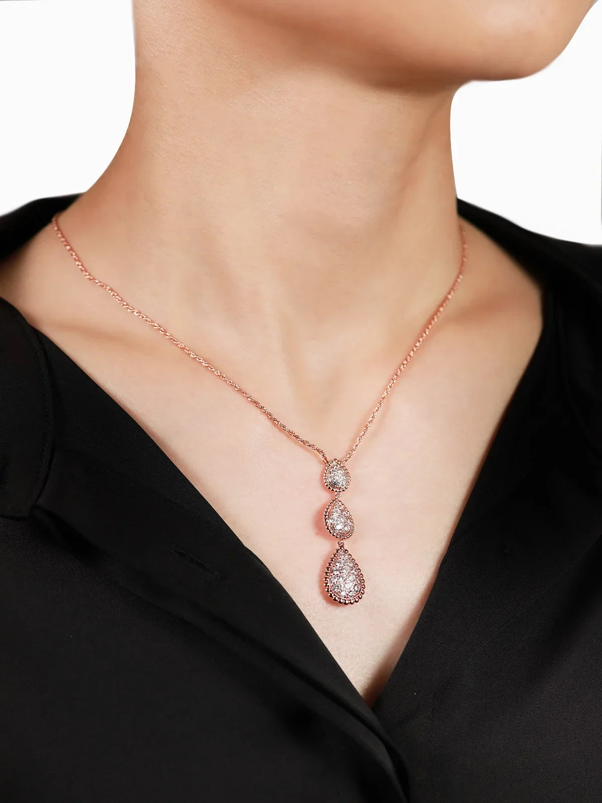 APIR 18k Gold Plated 5A Zircon Large Water Drop Pendant Necklace for Women Diamond High Quality Luxury Jewelry Ladies Necklaces