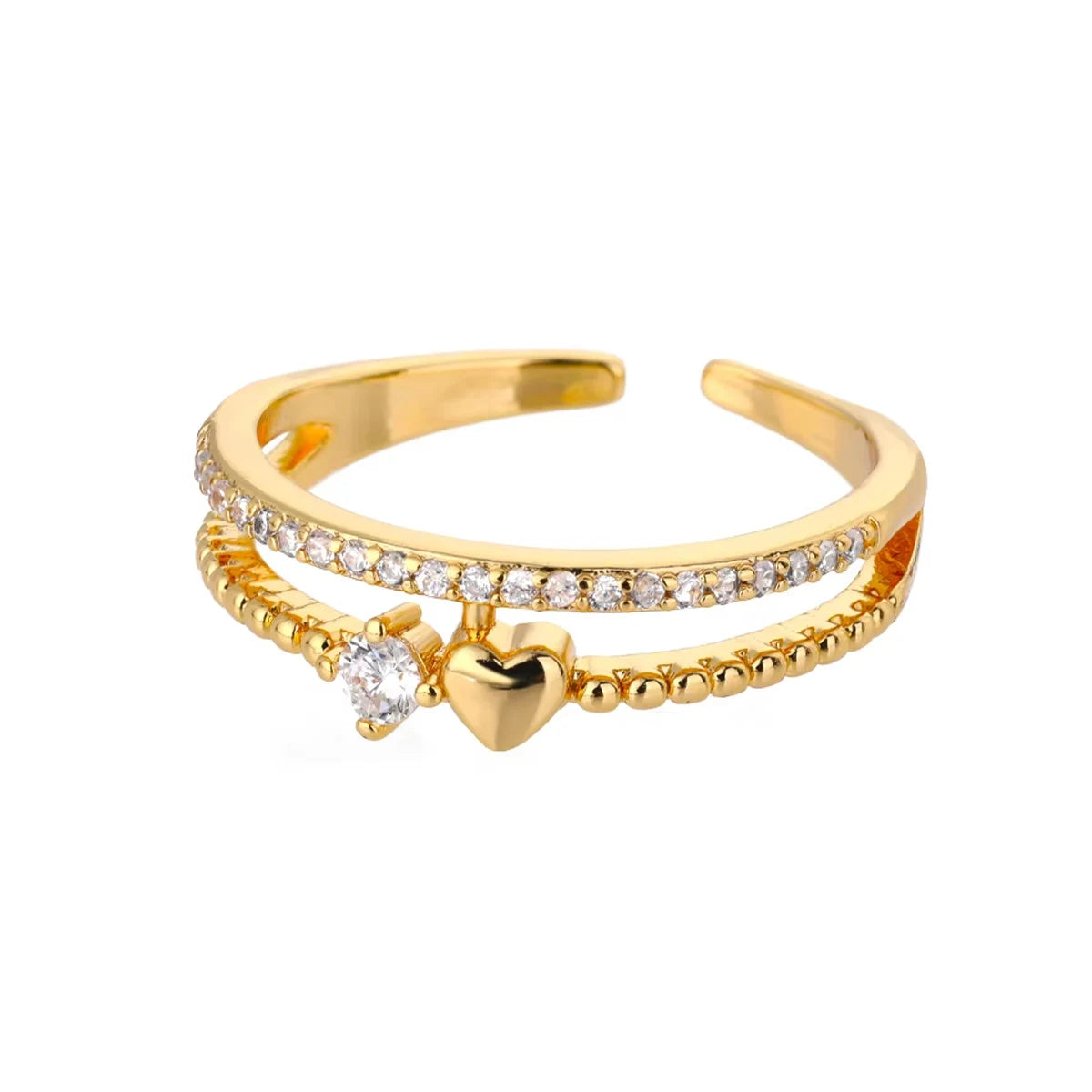 Heart Rings For Women Gold Color Double Heart Ring Wedding Engagement Jewelry Accessories Gift Bijoux