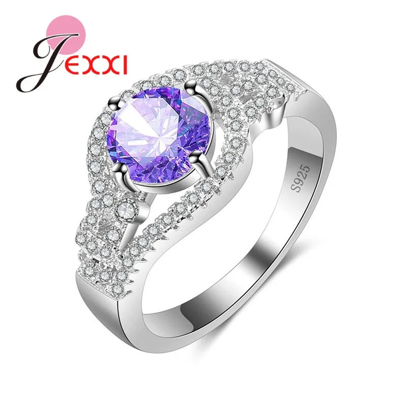 Female Ring Fashion 925 Sterling Silver Color Color Jewelry Promise Engagement Rings For Women Birthday Stone Gifts