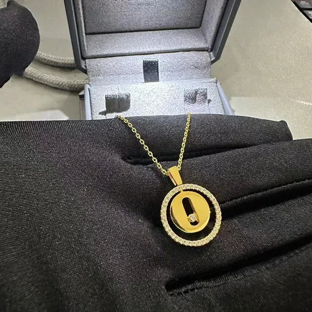 Classic fashion jewelry S 925 sterling silver round pendant rotatable women's necklace. Lucky Goddess Festival Gift