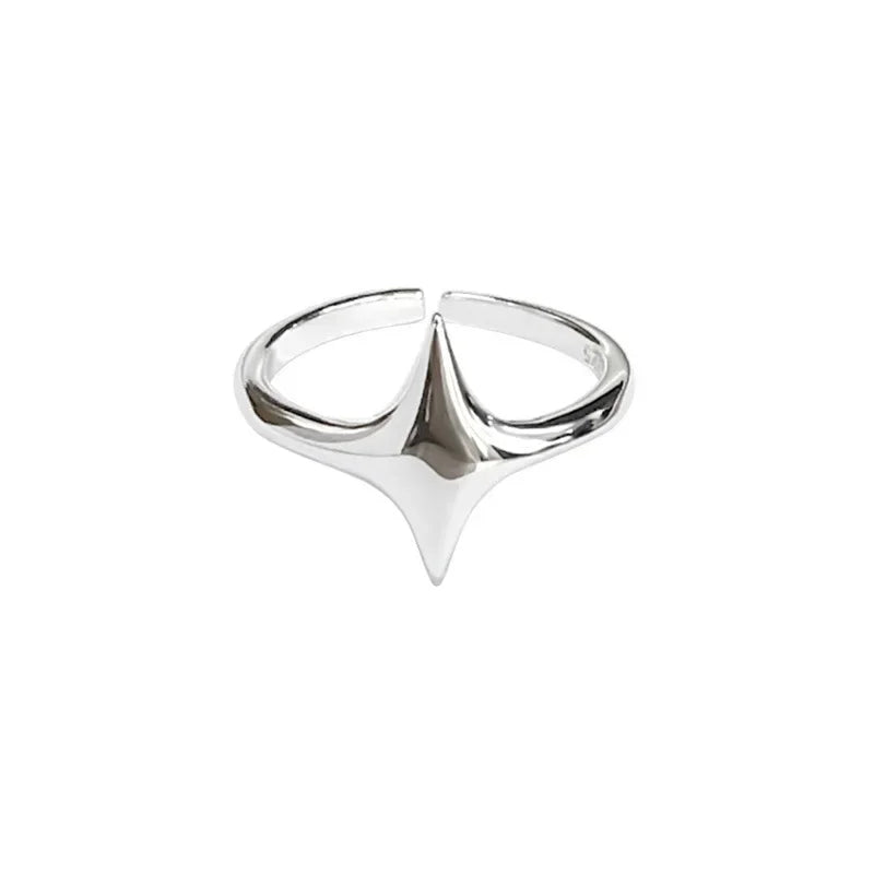 Silver Rings For Women Geometric Fine Jewelry Finger Adjustable Simple Star Ring