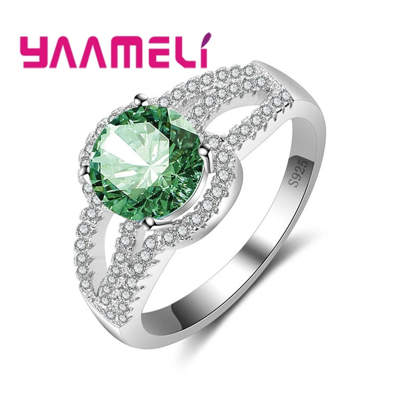 Fast Shipping Simple Wide Real 925 Sterling Silver Color Finger Rings Jewelry For Women Wedding Anniversary Clear CZ Anillos