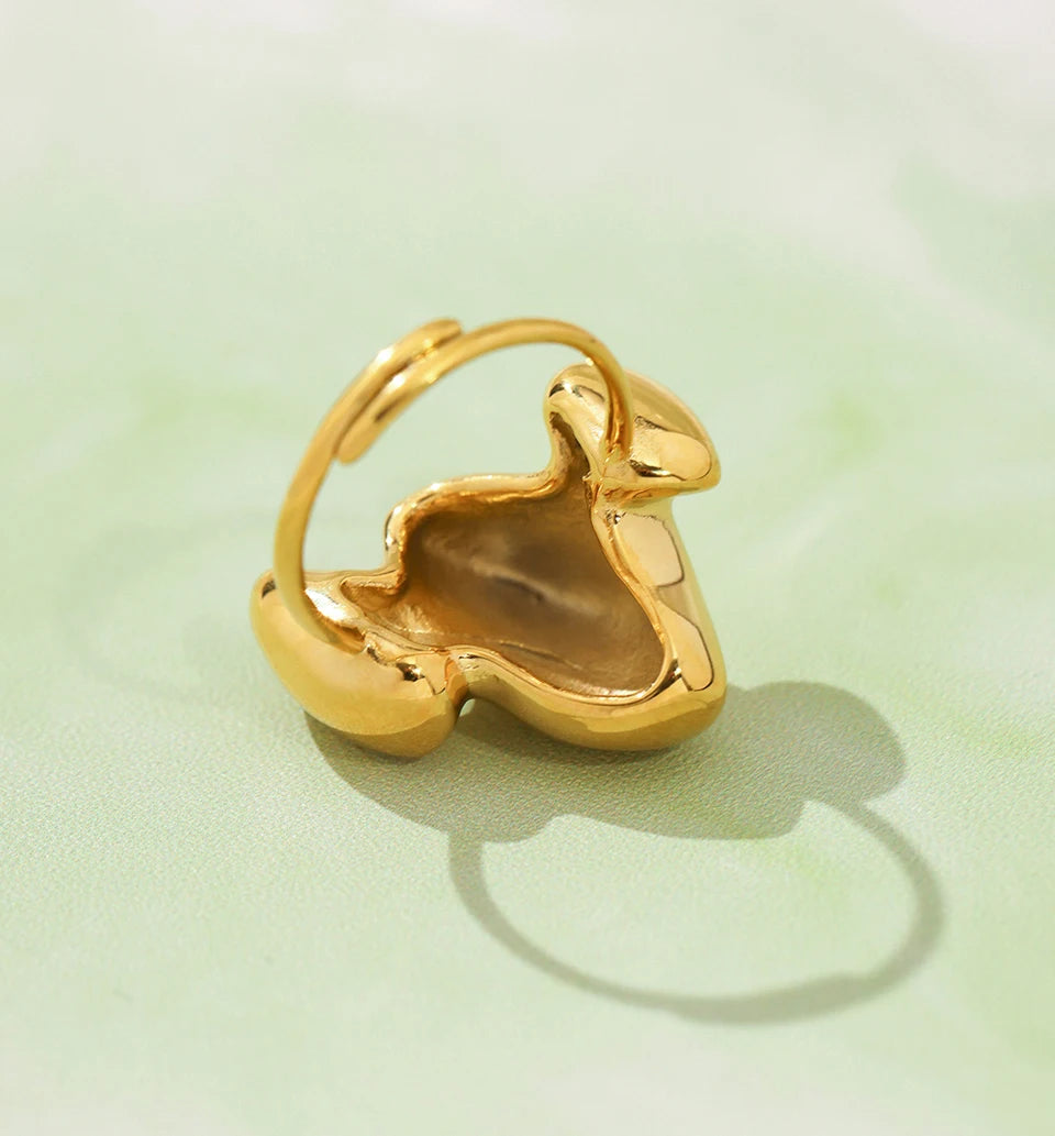 Trendy Stainless Steel Rings For Women 18k Gold Plated Waterproof Fadeless Non Tarnish Adjustable Women's Two-tone Chunky Ring