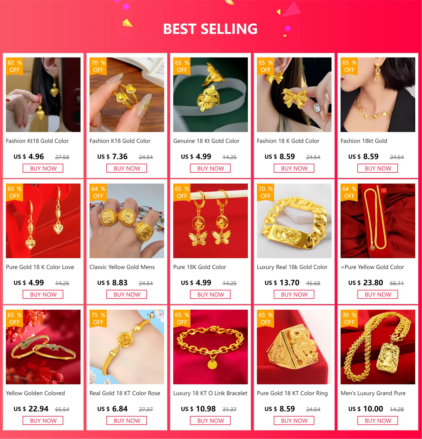 Women's Real 18k Gold Color Flower Large Rings Real Gold Color Rings for Women Wedding Party Ring Gift Women‘s Flower Jewelry