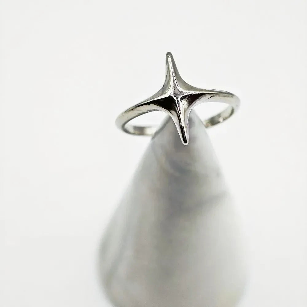 Silver Rings For Women Geometric Fine Jewelry Finger Adjustable Simple Star Ring