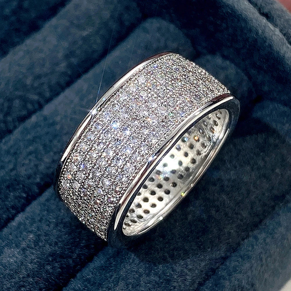 Huitan Trend Sets Rings Jewelry for Women Full Paved Brilliant CZ Stone Fashion Finger Accessories Engagement Bands Accessories