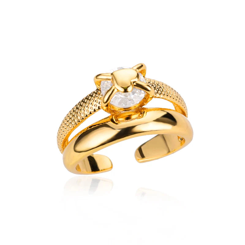 Heart Rings for Women Grils Gold Plated Adjustable Stainless Steel Ring 2026 Trend Luxury Wedding Couple Jewelry anillos mujer