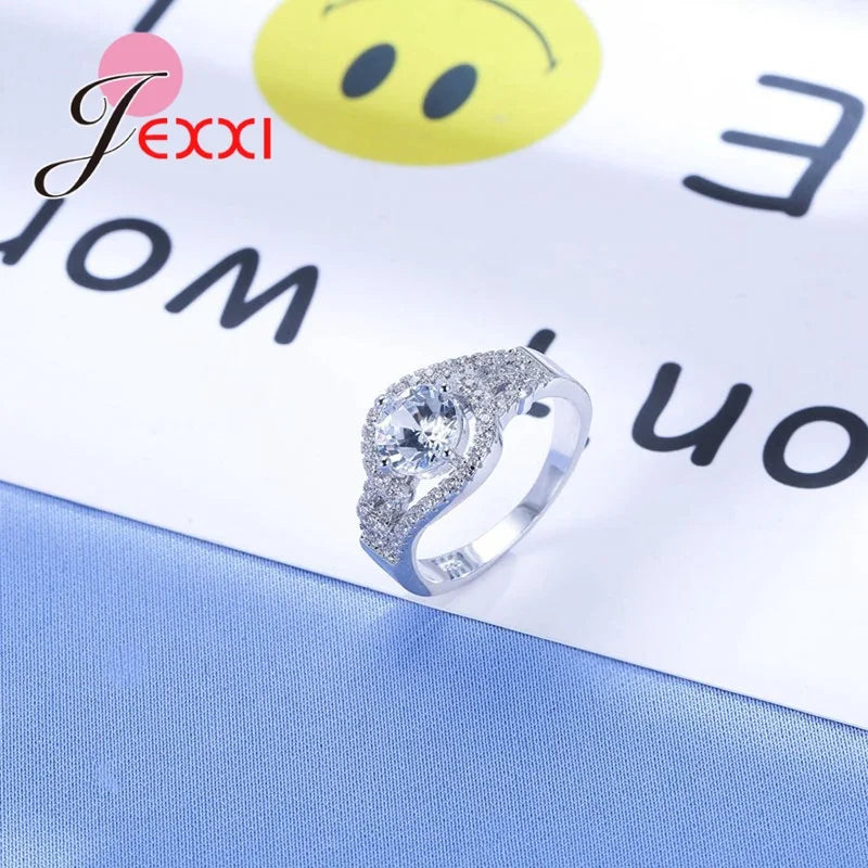 Female Ring Fashion 925 Sterling Silver Color Color Jewelry Promise Engagement Rings For Women Birthday Stone Gifts