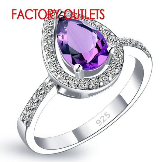 925 Sterling Silver Bridal Ring Trendy Fashion Jewelry CZ Austrian Crystal Water Drop Shape Women Girls Engagement Anniversary