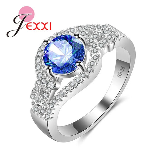 Female Ring Fashion 925 Sterling Silver Color Color Jewelry Promise Engagement Rings For Women Birthday Stone Gifts