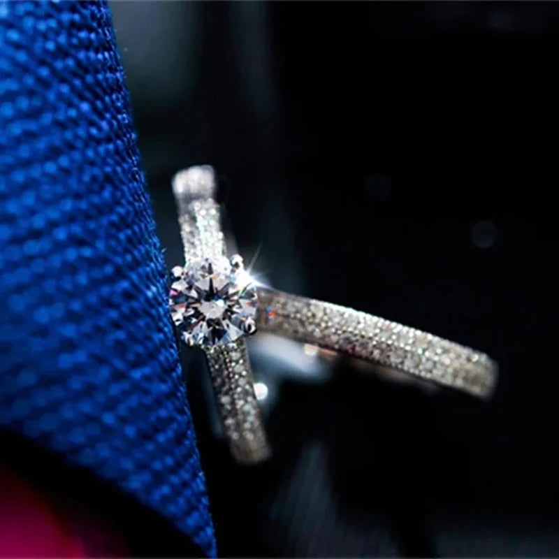 CC Rings For Women Silver Color Double Stackable Fashion Jewelry Bridal Sets Wedding Engagement Ring Accessory CC634