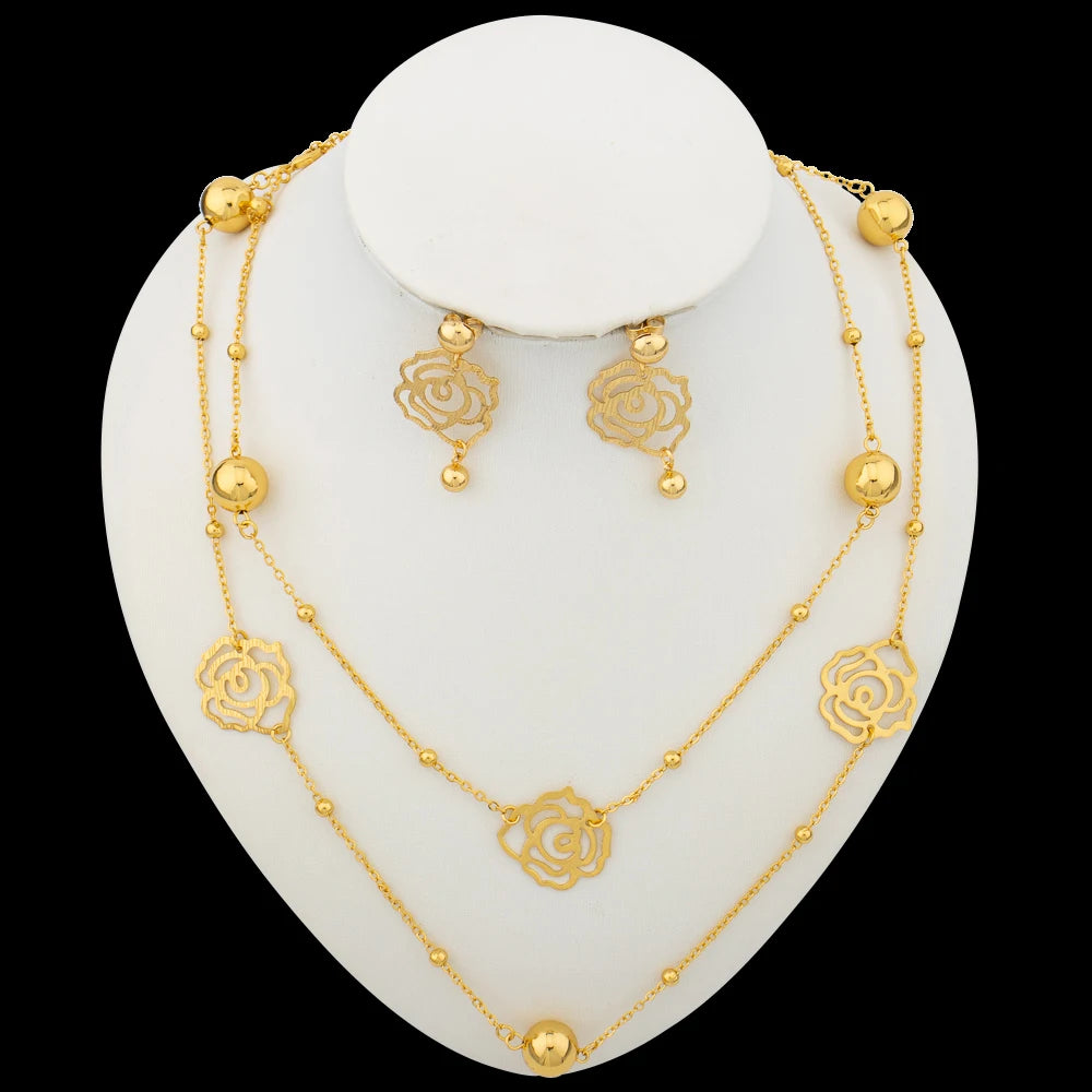 Long Chain Necklace & Earring Set for Women Jewelry Accessories, Party Gift, Chic Jewellery Woman