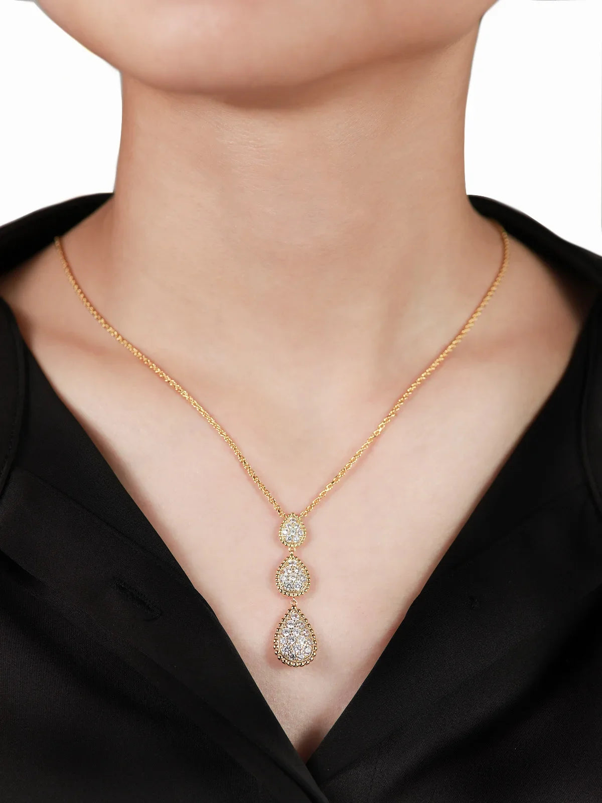 APIR 18k Gold Plated 5A Zircon Large Water Drop Pendant Necklace for Women Diamond High Quality Luxury Jewelry Ladies Necklaces