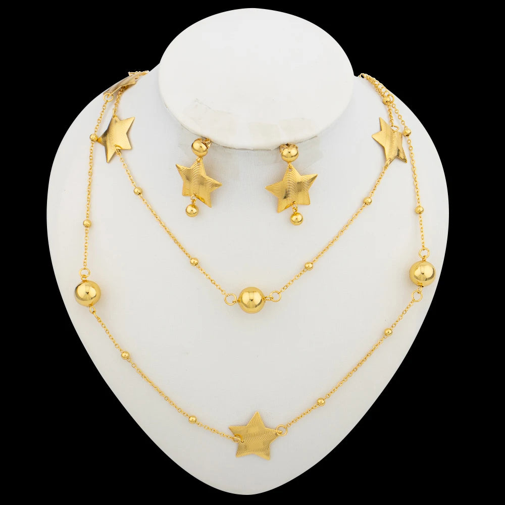 Long Chain Necklace & Earring Set for Women Jewelry Accessories, Party Gift, Chic Jewellery Woman