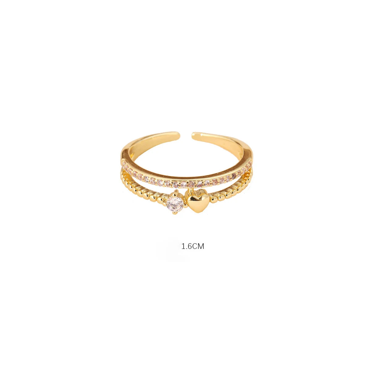 Heart Rings For Women Gold Color Double Heart Ring Wedding Engagement Jewelry Accessories Gift Bijoux