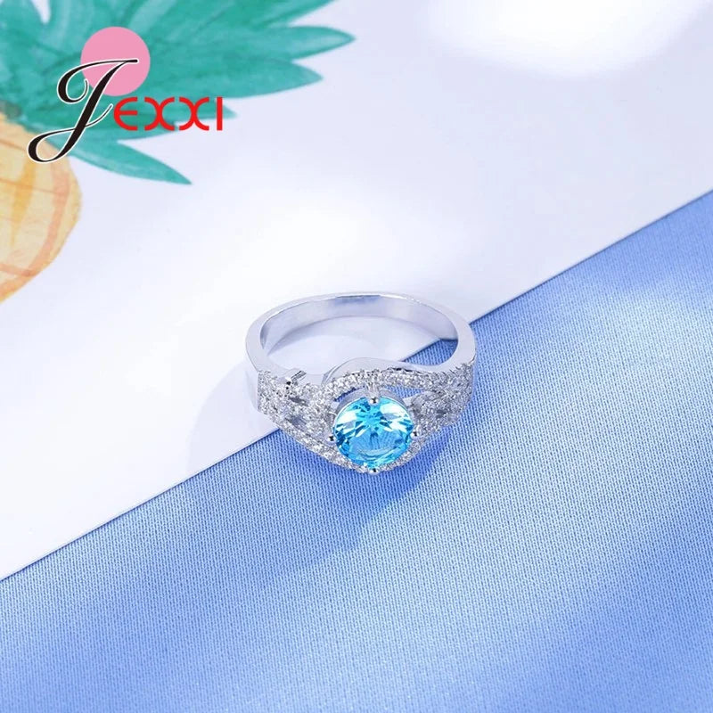Female Ring Fashion 925 Sterling Silver Color Color Jewelry Promise Engagement Rings For Women Birthday Stone Gifts