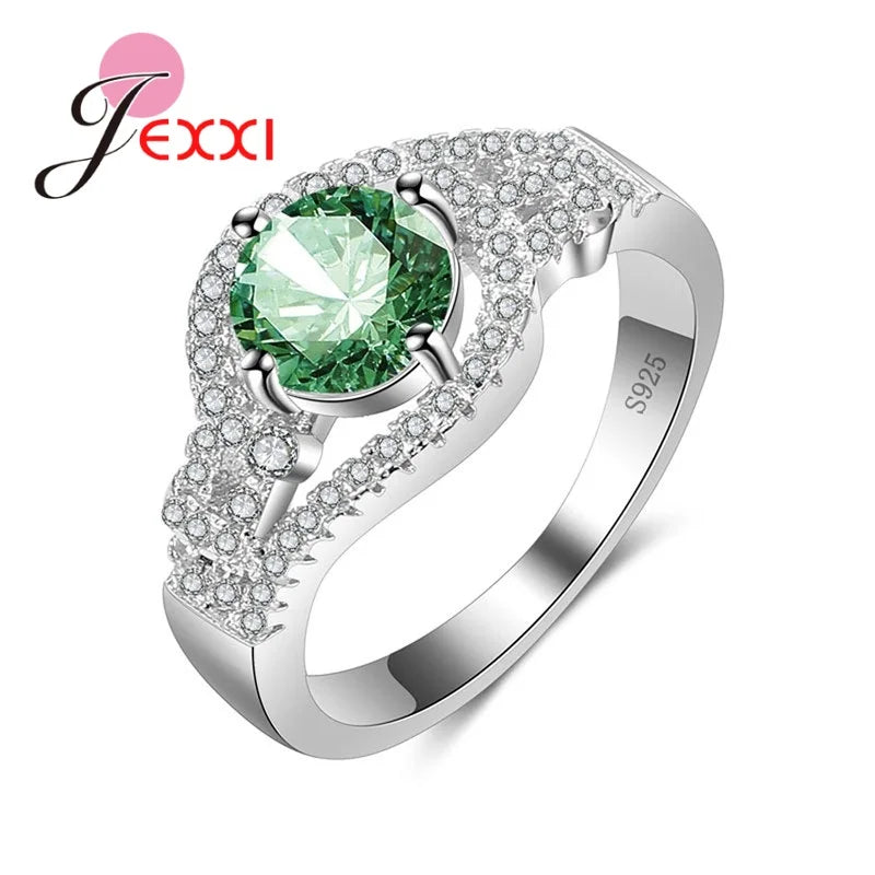 Female Ring Fashion 925 Sterling Silver Color Color Jewelry Promise Engagement Rings For Women Birthday Stone Gifts