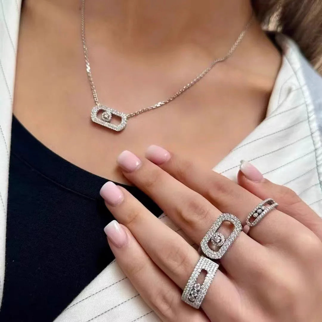 French Series Original Fashion Design 925 Sterling Silver Women's Classic Zircon Inlaid Necklace, Valentine's Day Birthday Gift
