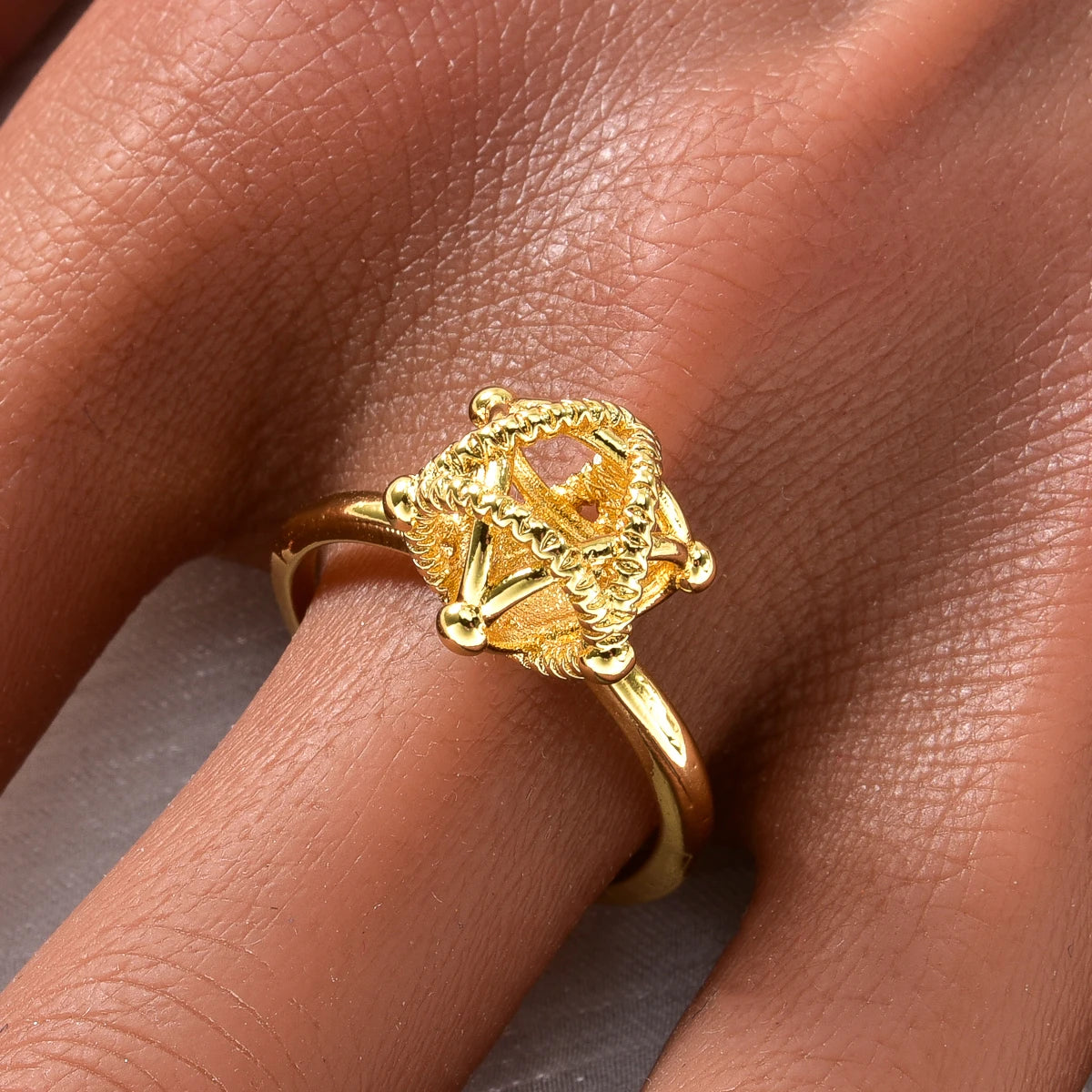 Women's Jewelry Golden Copper Ring Boho Chic Luxury Ring for Party Elegant Fashion Rings for Women Trendy Gift Wedding Ring