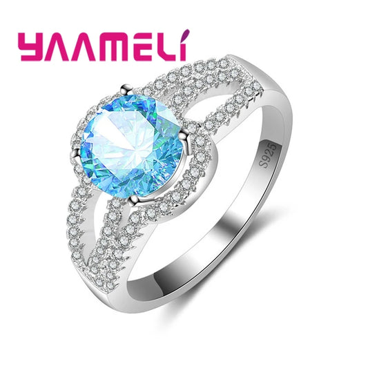 Fast Shipping Simple Wide Real 925 Sterling Silver Color Finger Rings Jewelry For Women Wedding Anniversary Clear CZ Anillos
