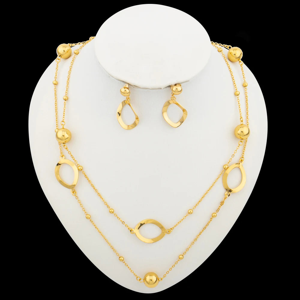 Long Chain Necklace & Earring Set for Women Jewelry Accessories, Party Gift, Chic Jewellery Woman