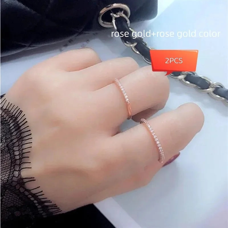 CC Rings For Women Silver Color Double Stackable Fashion Jewelry Bridal Sets Wedding Engagement Ring Accessory CC634