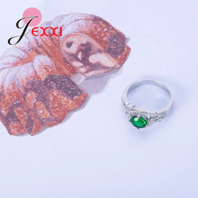 Female Ring Fashion 925 Sterling Silver Color Color Jewelry Promise Engagement Rings For Women Birthday Stone Gifts