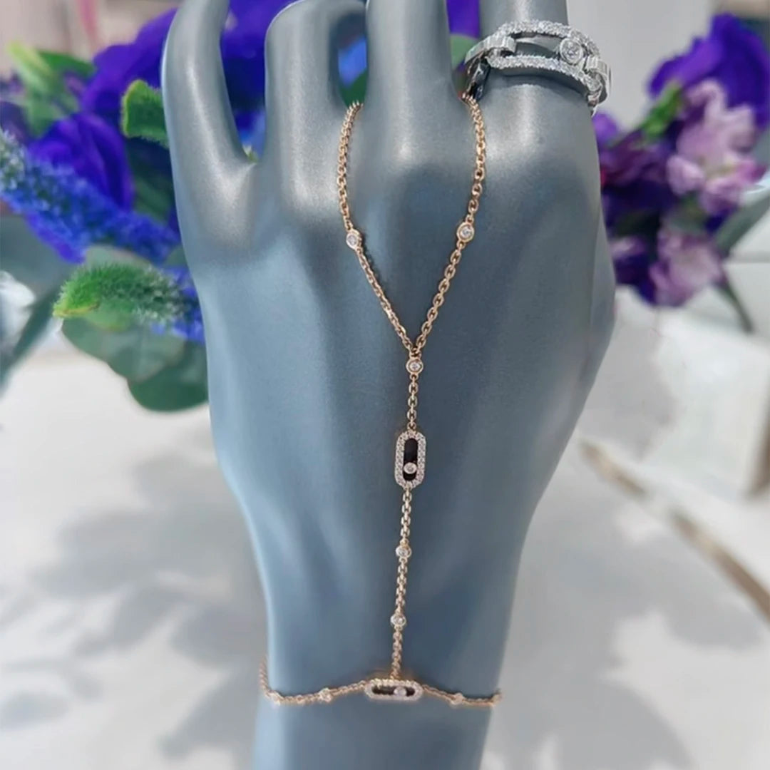 925 sterling silver classic sliding diamond women's arm chain bracelet