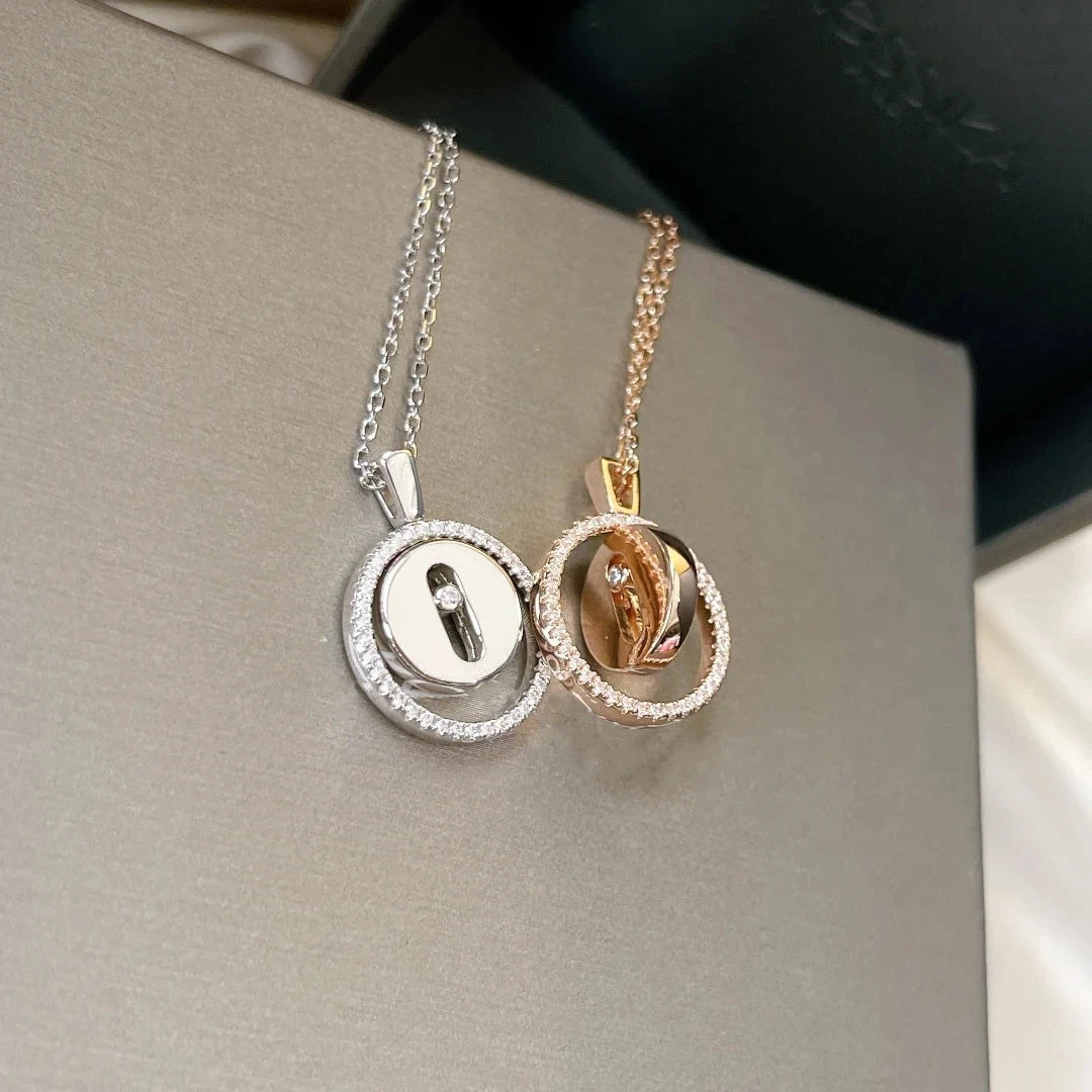 Classic fashion jewelry S 925 sterling silver round pendant rotatable women's necklace. Lucky Goddess Festival Gift
