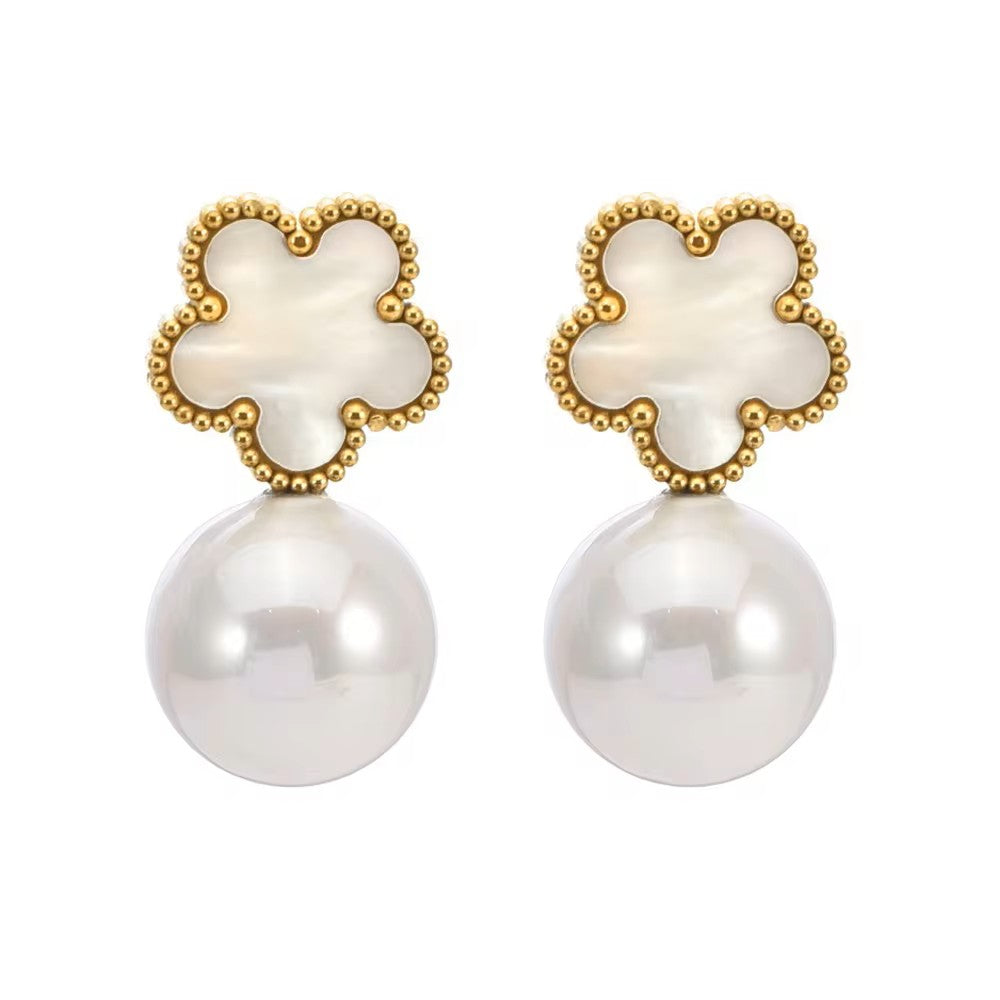 Altera Luxury Shell Flower Stud Earrings